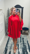 Priscilla Red Satin Dress