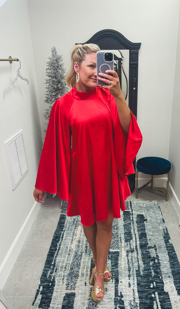 Priscilla Red Satin Dress